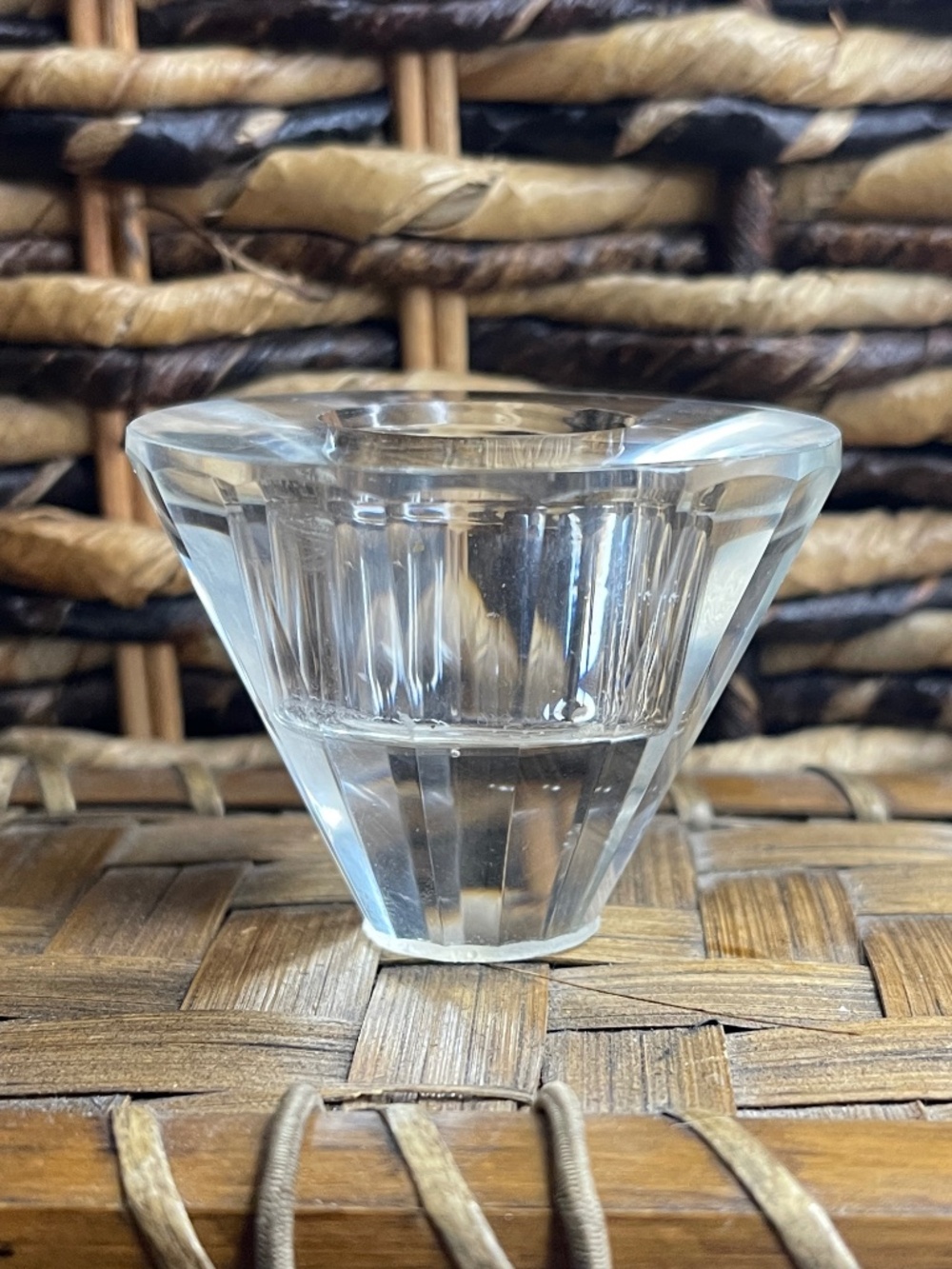 Single Lead Glass Candlestick Holder 1.75" H